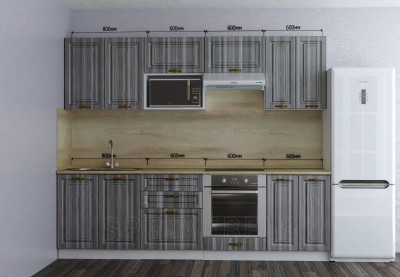 Кухня Юлия 2.6м Сандал Серый проект-2155