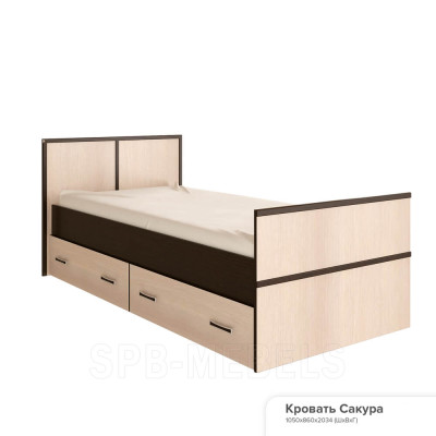 Кровать с ящиками Сакура 0.9 м