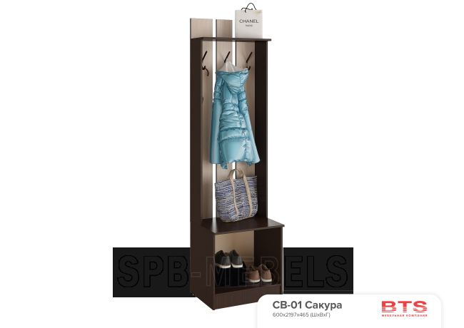 Вешалка с тумбой Сакура СВ-01 схема внутри