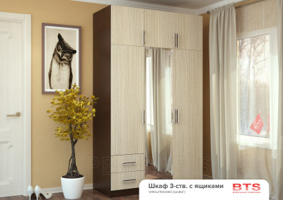 Шкаф 3 створчатый с ящиками