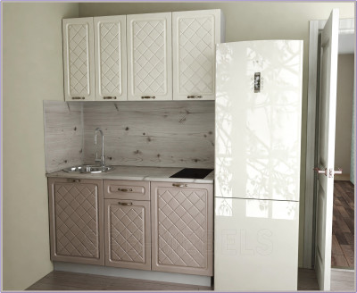 Кухня Айвори низ дуб Кофе / верх белое дерево