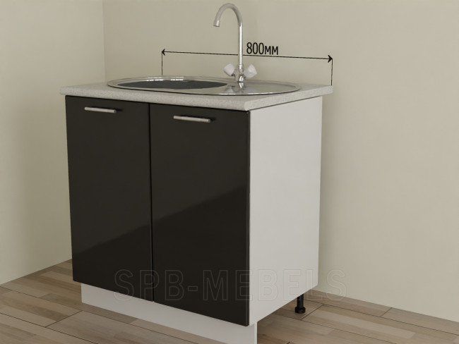 Шкаф нижний 80см под мойку ШНМ80 Черный  глянец