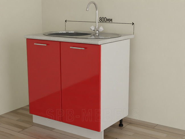 Шкаф нижний 80см под мойку ШНМ80 красный глянец