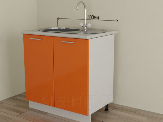 Шкаф нижний 80см под мойку ШНМ80 оранж глянец