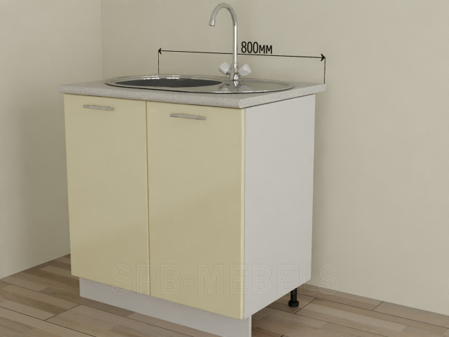 Шкаф нижний 80см под мойку ШНМ80 ваниль глянец