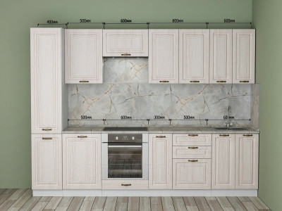 Прямая готовая кухня 2.9м. Сандал белый проект-2171