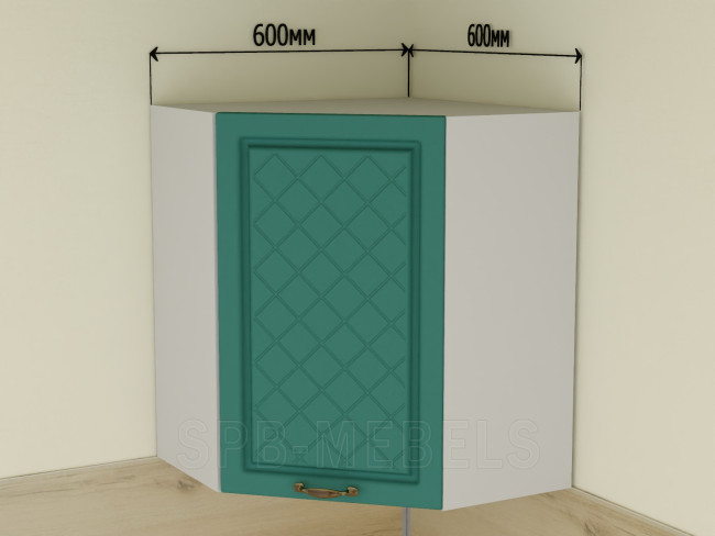 ШВУ59 Дуб бирюза — верхний угловой шкаф 60х60 см в гарнитуре Айвори ШВУ59 Дуб бирюза — верхний угловой шкаф 60х60 см в гарнитуре Айвори