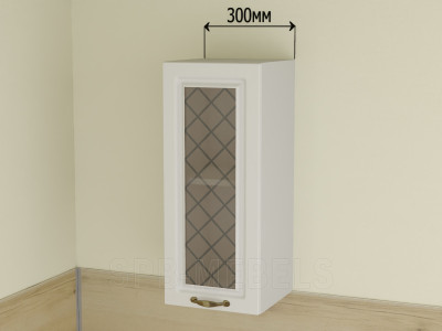 Навесной шкаф со стеклом 30 см ШВС30 | Кухня Айвори