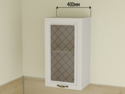 Навесной шкаф со стеклом 40 см ШВС40 | Кухня Айвори