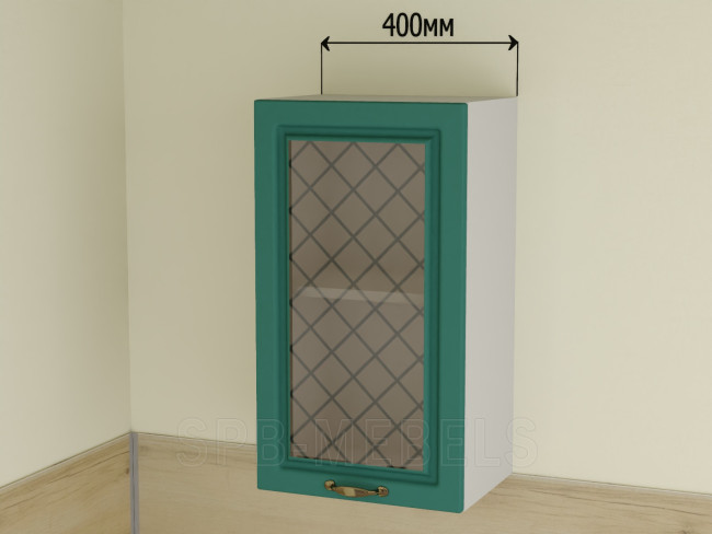 ШВС40 Дуб бирюза — верхний шкаф 40 см со стеклянными дверцами в гарнитуре Айвори ШВС40 Дуб бирюза — верхний шкаф 40 см со стеклянными дверцами в гарнитуре Айвори