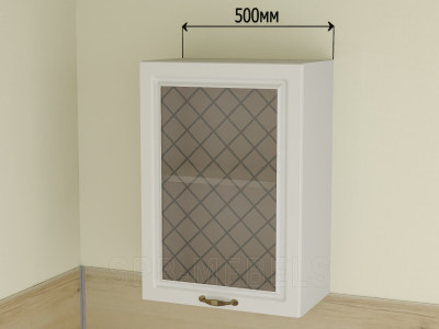 Навесной шкаф со стеклом 50 см ШВС50 | Кухня Айвори