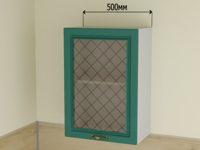 ШВС50 Дуб бирюза — верхний шкаф 50 см со стеклянными дверцами в гарнитуре Айвори ШВС50 Дуб бирюза — верхний шкаф 50 см со стеклянными дверцами в гарнитуре Айвори