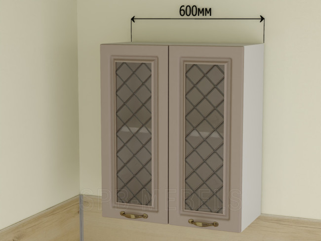 ШВС60 Дуб кофе — навесной шкаф 60 см со стеклом для современной кухни