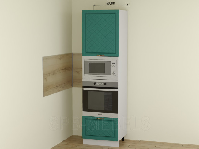 ШП60ДМ Дуб бирюза — шкаф-пенал с нишами под духовой шкаф и микроволновку ШП60ДМ Дуб бирюза — шкаф-пенал с нишами под духовой шкаф и микроволновку