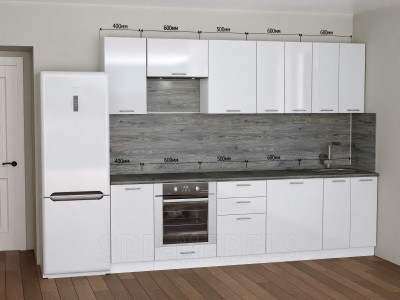 Кухня прямая 2.7м Белый глянец проект 2180