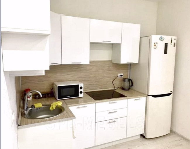 Кухня Техно в интерьере — угловая планировка, вид спереди Кухня Техно в интерьере — угловая планировка, вид спереди