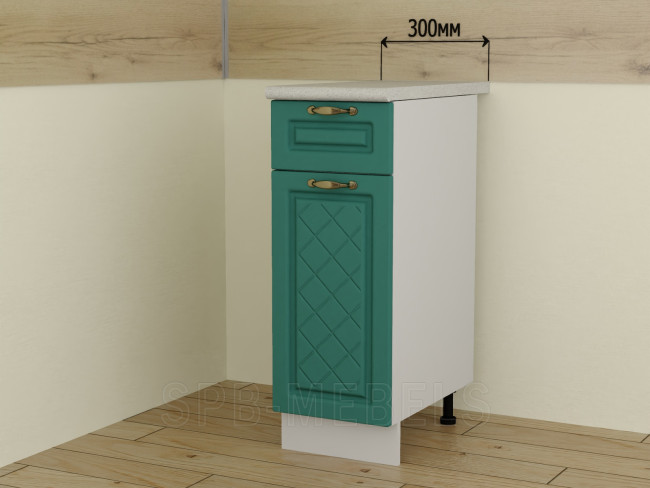 ШН1Я30 Дуб бирюза — нижний модуль 30 см с ящиком и створкой