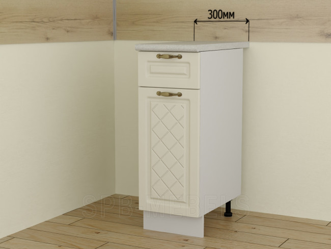 ШН1Я30 Дуб ваниль, нижний шкаф 30 см с ящиком и дверцей