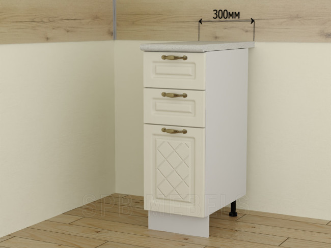 ШН3Я30 Дуб ваниль — нижний модуль 30 см с тремя ящиками для кухни ШН3Я30 Дуб ваниль — нижний модуль 30 см с тремя ящиками для кухни