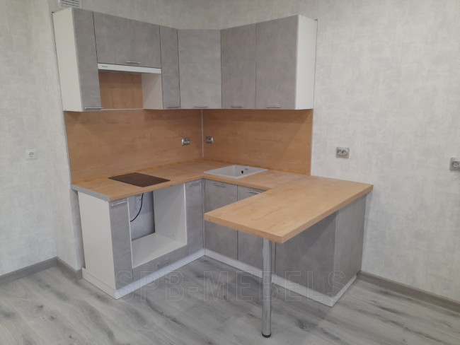 Кухня Техно (Ксения) в интерьере — модульная планировка, вид спереди Кухня Техно (Ксения) в интерьере — модульная планировка, вид спереди