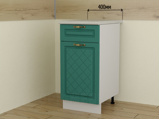 ШН1Я40 Дуб бирюза — нижний модуль 40 см с ящиком и створкой ШН1Я40 Дуб бирюза — нижний модуль 40 см с ящиком и створкой