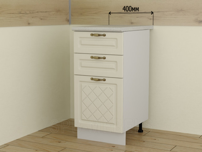 ШН3Я40 Дуб ваниль — нижний шкаф 40 см с тремя ящиками