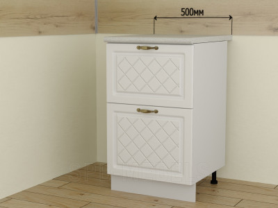 Шкаф нижний 50 см с двумя выдвижными ящиками ШН2Я50 | Кухня Айвори