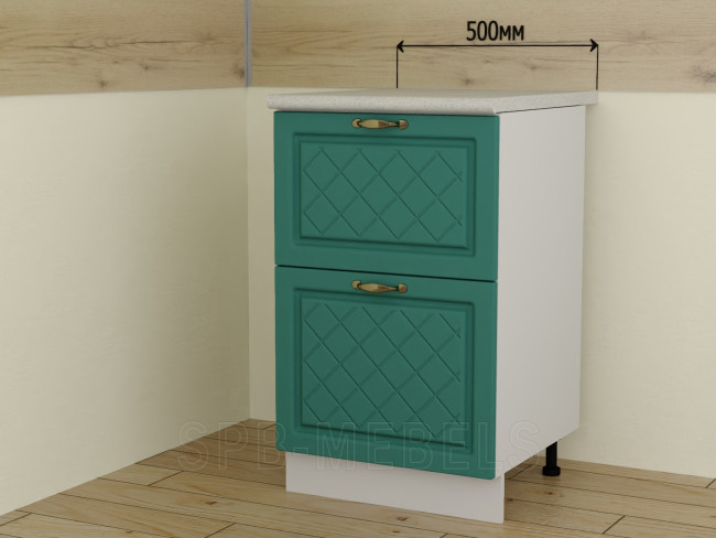 ШН2Я50 Дуб бирюза — нижний модуль 50 см с двумя большими выдвижными ящиками ШН2Я50 Дуб бирюза — нижний модуль 50 см с двумя большими выдвижными ящиками