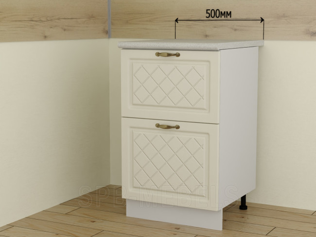 ШН2Я50 Дуб ваниль — нижний шкаф 50 см с двумя большими ящиками ШН2Я50 Дуб ваниль — нижний шкаф 50 см с двумя большими ящиками