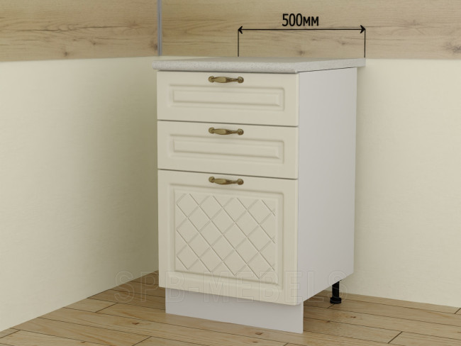 ШН3Я50 Дуб ваниль — нижний шкаф 50 см с тремя ящиками ШН3Я50 Дуб ваниль — нижний шкаф 50 см с тремя ящиками