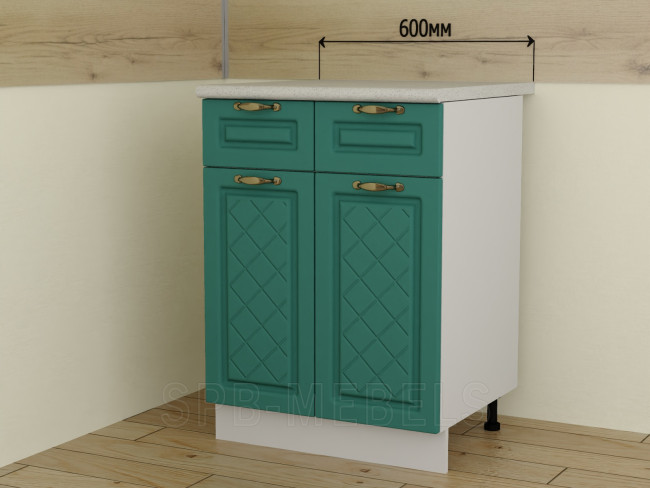 ШН1Я60 Дуб бирюза — модуль 60 см с ящиком и створками