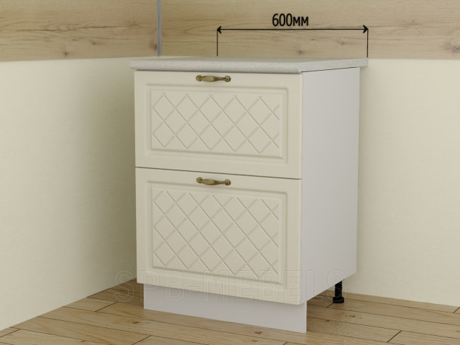 ШН2Я60 Дуб ваниль — нижний шкаф 60 см с двумя вместительными ящиками