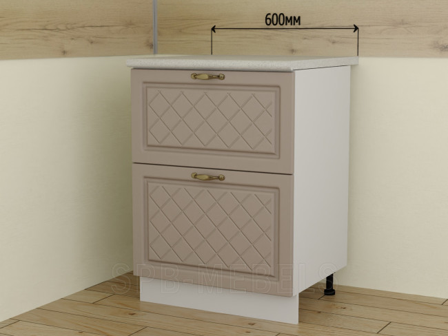 ШН2Я60 60 см Дуб кофе, шкаф с двумя большими выдвижными ящиками