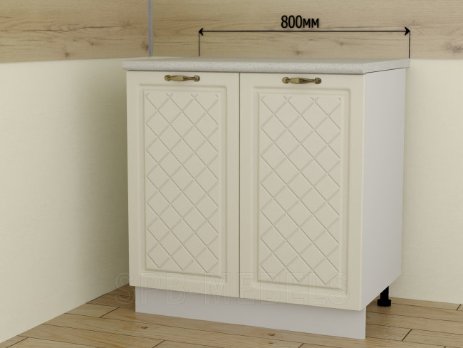 ШН80 Дуб ваниль, нижний шкаф 80 см с двумя створками