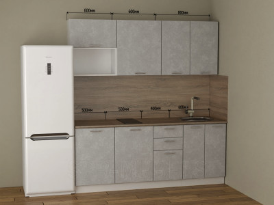 Кухня Техно Бетон светлый проект-2101