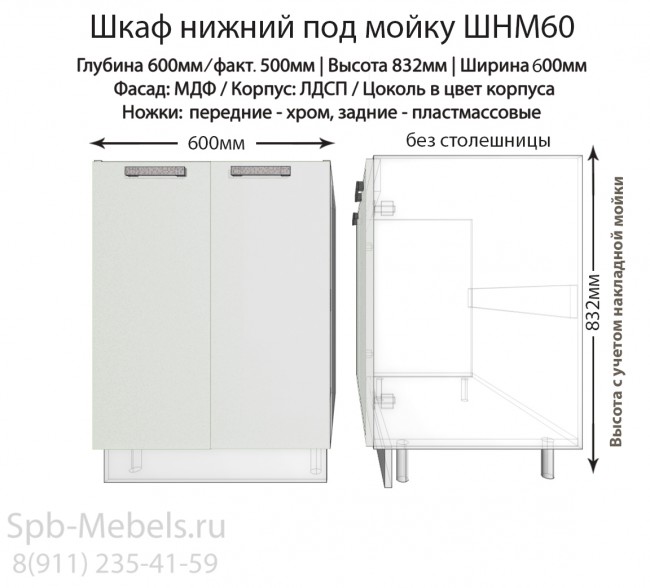 Модуль кухонный под мойку 60 см