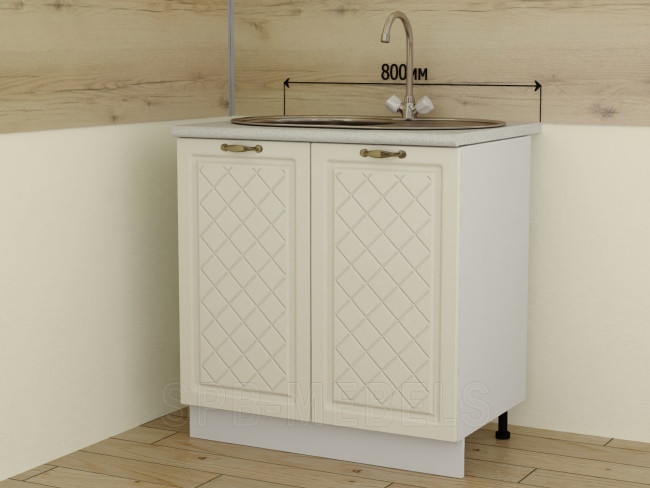 ШНМ80 Дуб ваниль — шкаф 80 см под мойку для кухни Айвори