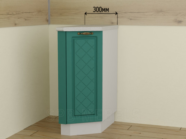 ШНТ30 Дуб бирюза — угловой напольный шкаф со скосом в гарнитуре Айвори ШНТ30 Дуб бирюза — угловой напольный шкаф со скосом в гарнитуре Айвори