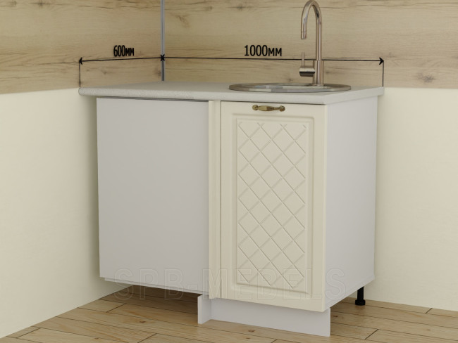 ШНУ100 Дуб ваниль — угловой шкаф 100х60 см для кухни Айвори ШНУ100 Дуб ваниль — угловой шкаф 100х60 см для кухни Айвори