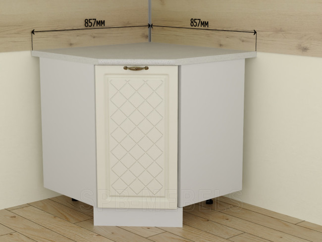 ШНУ857 Дуб ваниль — угловой шкаф трапецией 857 мм для кухни Айвори ШНУ857 Дуб ваниль — угловой шкаф трапецией 857 мм для кухни Айвори