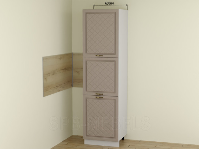 ШП603 Дуб кофе — вертикальный шкаф-пенал 60 см с тремя створками для кухни ШП603 Дуб кофе — вертикальный шкаф-пенал 60 см с тремя створками для кухни